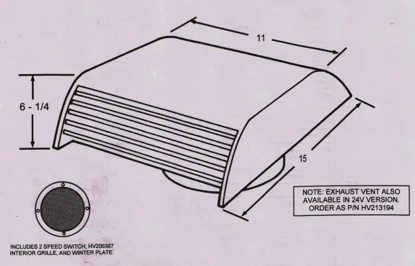 Power Exhaust Vent Assembly (Evans) HV212379 - Image 7