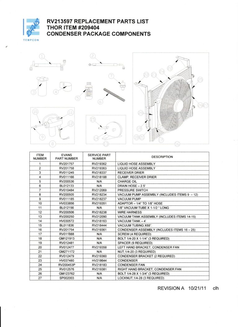 RV213597SS Spec Sheet - Comfort Air Inc. RV HVAC Parts