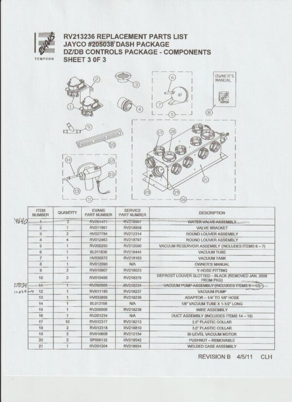 Evans Spec Sheet RV213236 - Image 3